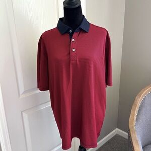 Cutter & Buck Red and Black Striped Polo Shirt